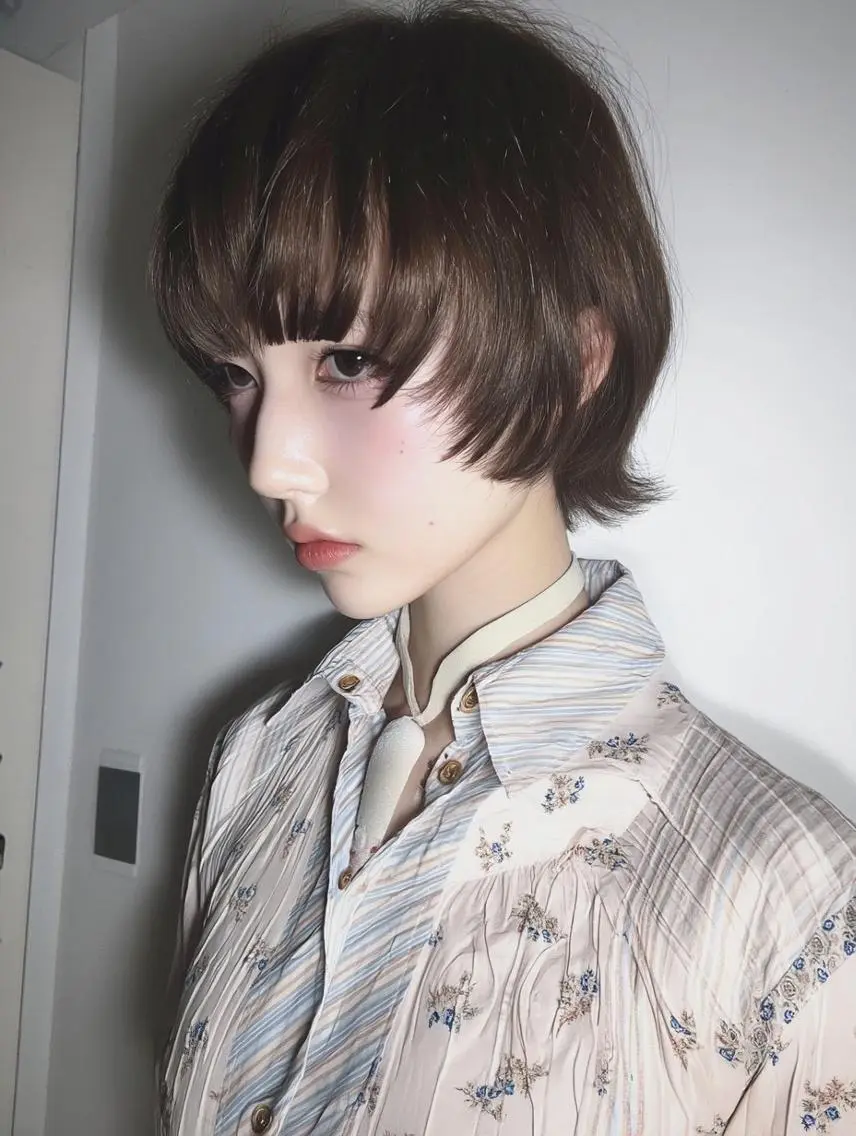 カラー ショート パーマ ブリーチ 透明感カラー ブリーチなしカラー ヘアカラー デジタルパーマ/ 表参道/さえのヘアスタイル