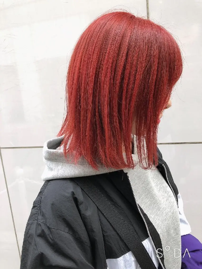 ミディアム カラー ヘアアレンジ ブリーチ ヘアカラー トリートメント 竹内啓太 ボブのヘアスタイル