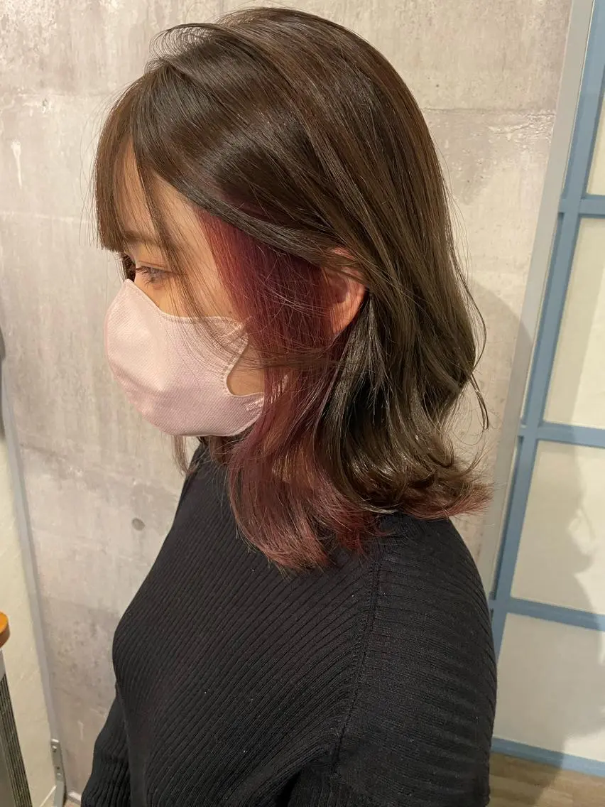 ミディアム カラー ピンクカラー ヘアカラー 🕊miki モテ髪🫧のヘアスタイル