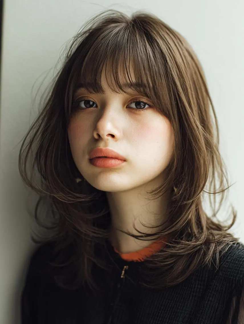 セミロング 🍒暖色×ハイトーン ×デザイン✨まなりのヘアスタイル