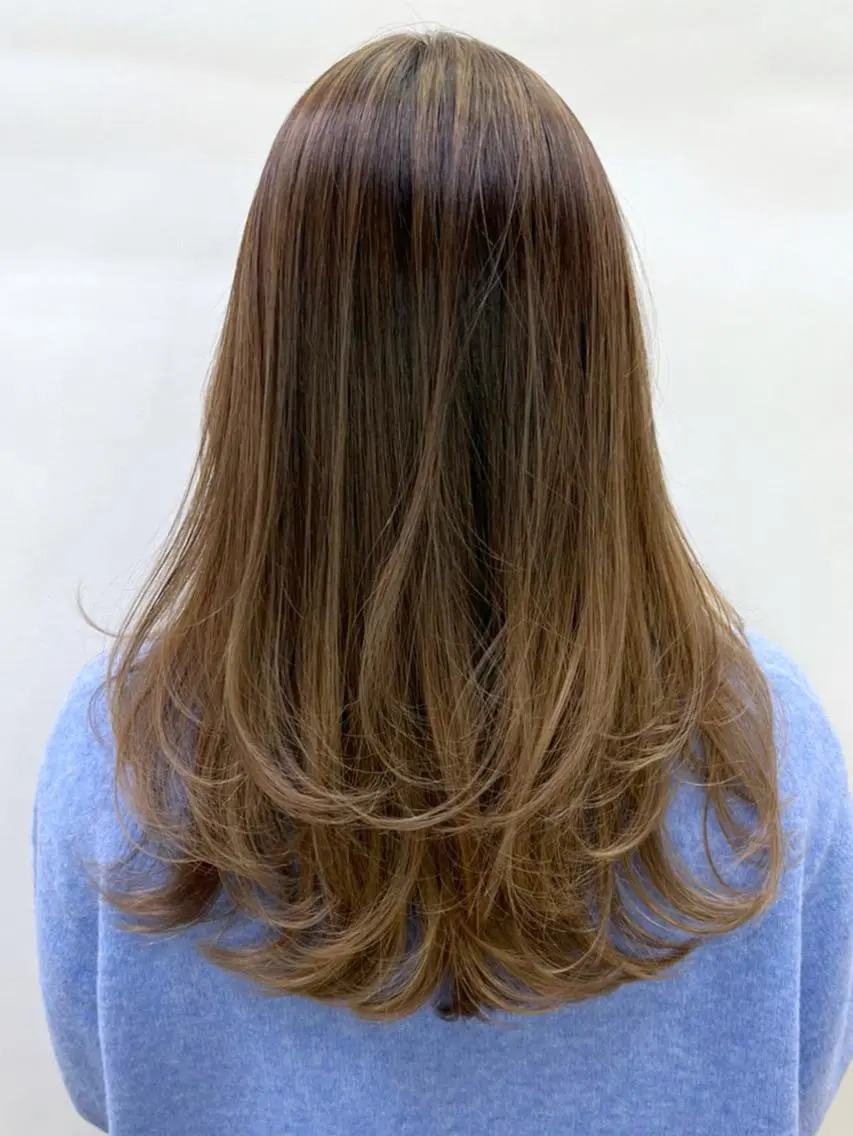 セミロング カラー パーマ ヘアアレンジ ブラウンカラー レイヤーカット ITbyALBUM 松戸のヘアスタイル