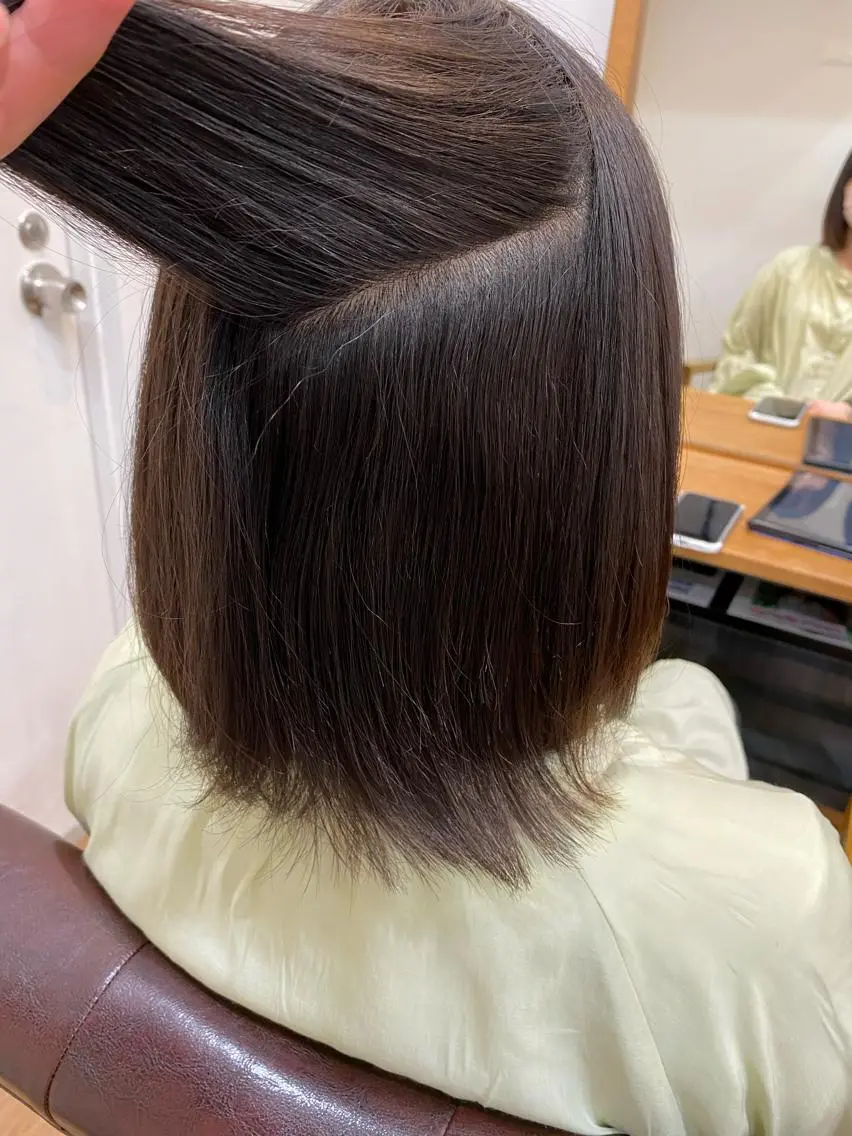 ミディアム パーマ 髪質改善&縮毛矯正 カット/soyaのヘアスタイル