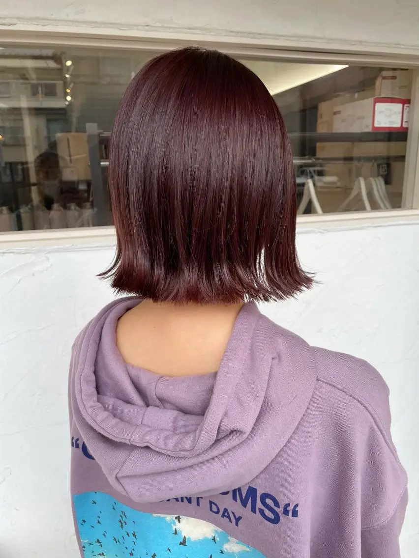 ミディアム カラー カシス ピンクカラー カット ヘアカラー トリートメント 後藤 陽花子のヘアスタイル