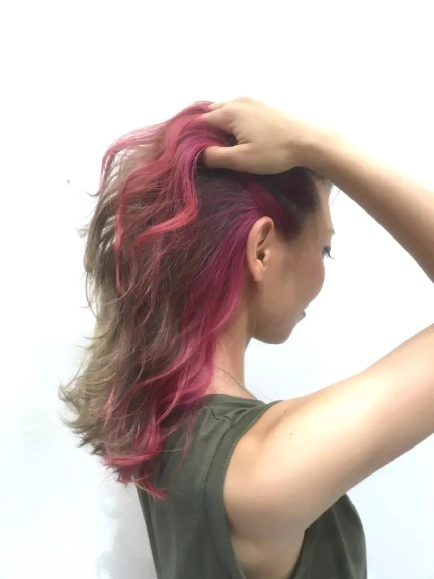 セミロング ヘアカラー ブリーチカラー☆ 再生トリートメントのヘアスタイル