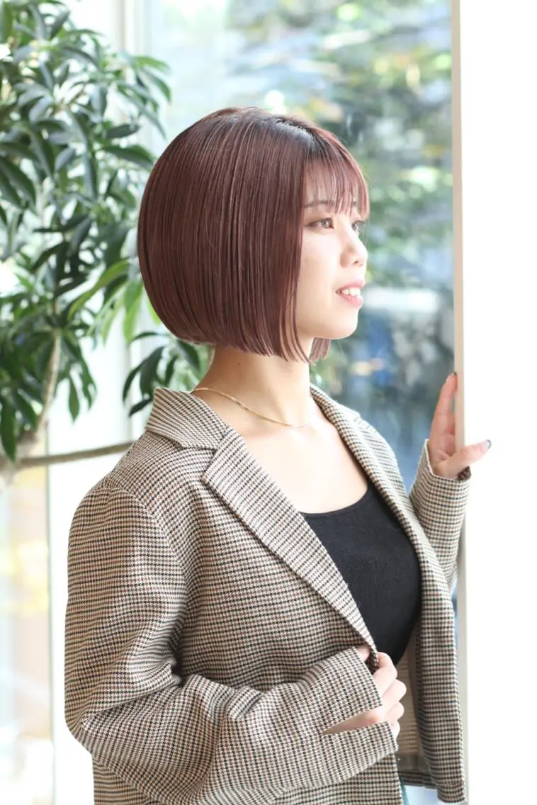 ショート カラー ピンクカラー ボブ 中尾 文哉のヘアスタイル