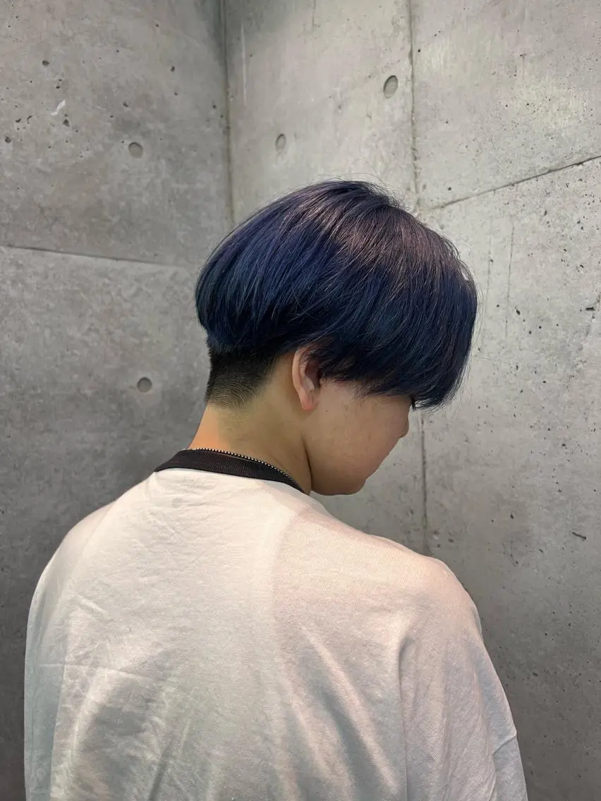 ミディアム カラー メンズ ブルーカラー ネイビーカラー カット ヘアカラー メンズ特化美容師 /たけしのヘアスタイル