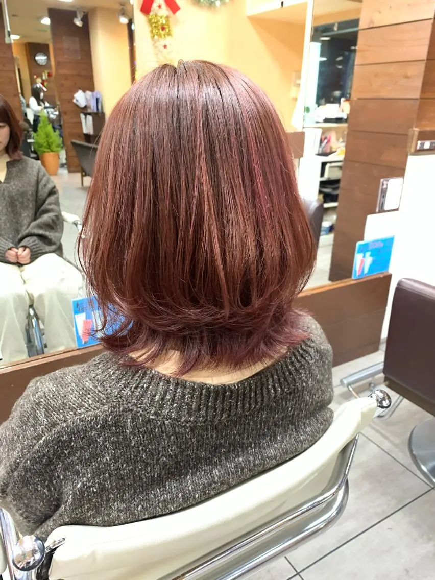 ミディアム カット ヘアカラー レイヤー/艶髪カラー 森本くるみのヘアスタイル