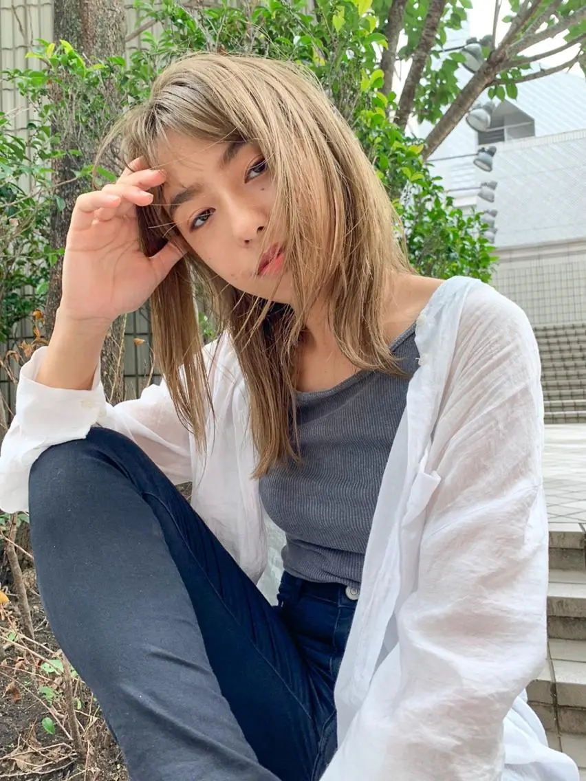 ミディアム カット ヘアカラー トリートメント 一ノ瀬 暁のヘアスタイル