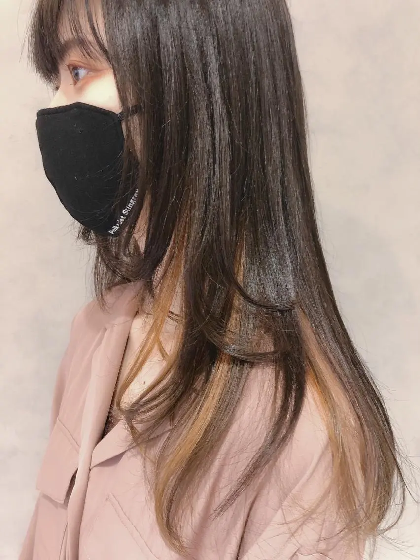 ロング カラー ベージュカラー インナーカラー オレンジ オレンジベージュ 中村 幸子のヘアスタイル