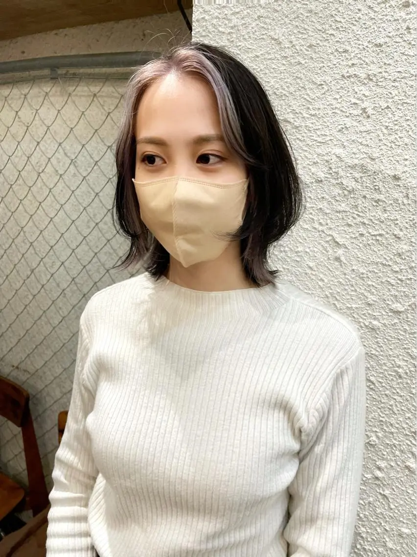 ミディアム カラー ヘアアレンジ ミストバング フェイスフレーミング ボブ ウルフカット カット 縮毛矯正 トリートメント 〽️magico/ ウルフDaiki〽️のヘアスタイル