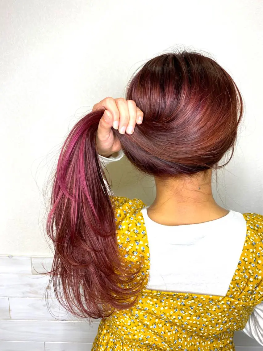 ロング カラー ピンクカラー カラー特化サロン茶屋 町Furukuboのヘアスタイル