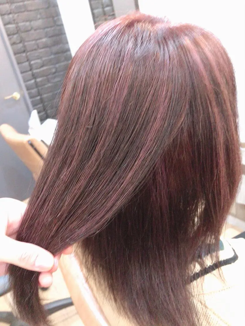 ミディアム カラー ハイライトカラー レッドカラー ハイライト ヘアカラー トリートメント 特殊カラー特化 ✂️SHIAN フジのヘアスタイル
