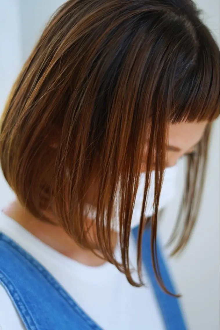 ミディアム カット ヘアカラー トリートメント 田辺 貞和のヘアスタイル