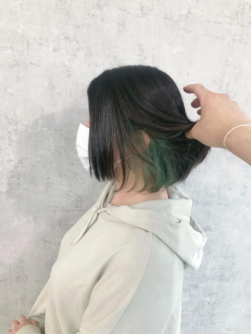 ショート カラー ヘアアレンジ ネイル マツエク・マツパ アディクシーカラー バレイヤージュ ミストバング ベージュカラー ブリーチ エビスザキレン/メン ズ/心斎橋🌳のヘアスタイル