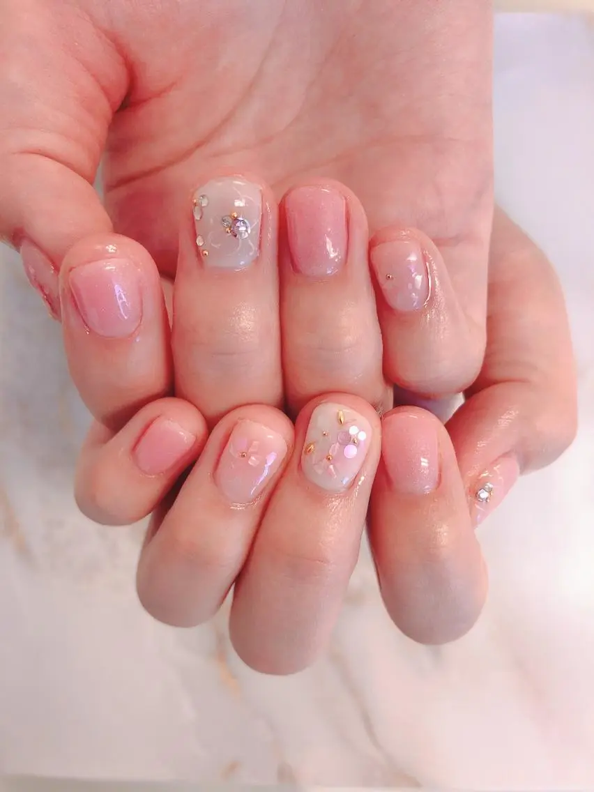 ネイル アートネイル 桜ネイル ジェルネイル ピンク 春ネイル ono megumiのネイルデザイン