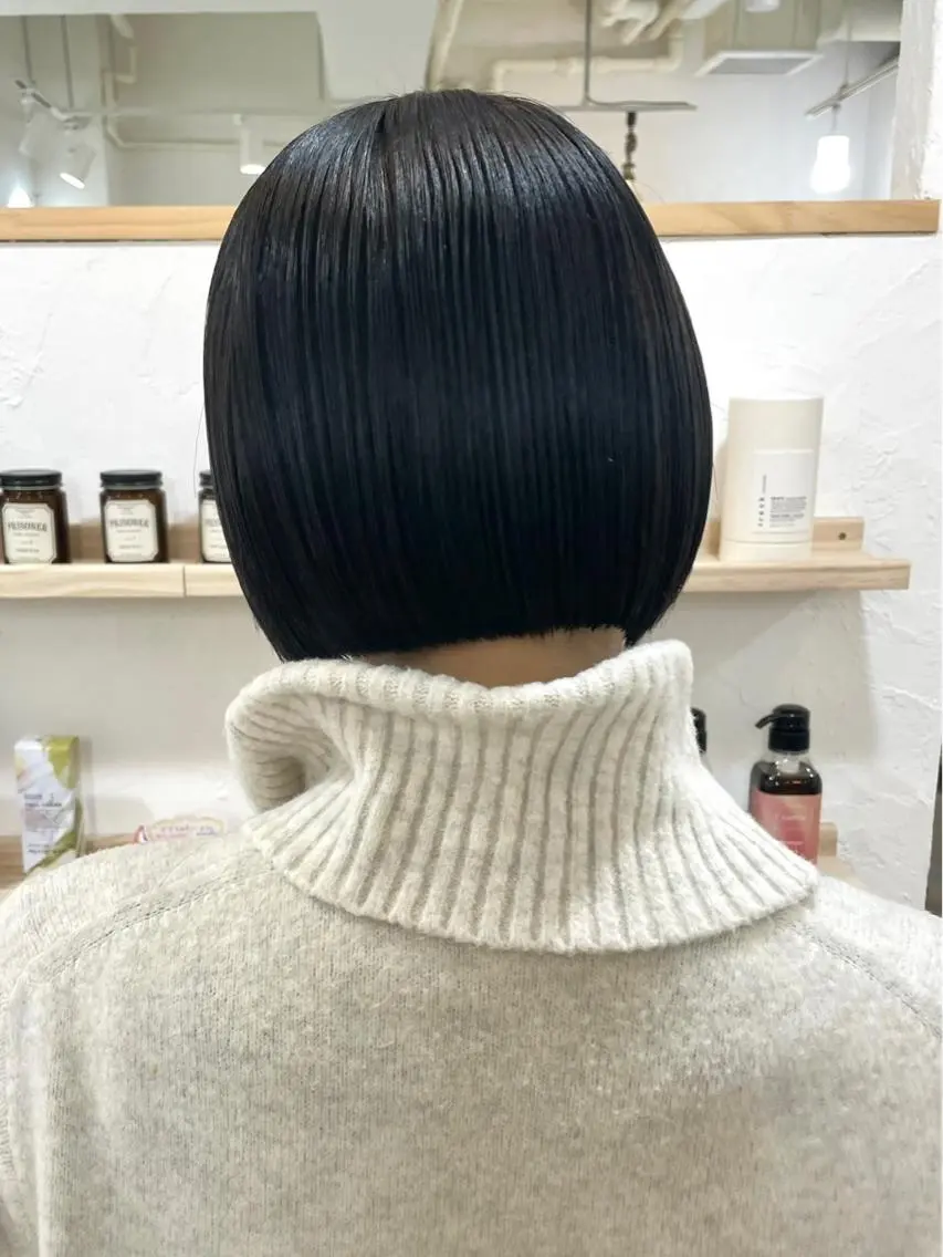 ショート 切りっぱなしボブ ボブ ウルフカット カット 縮毛矯正 トリートメント 髪質改善 縮毛矯正/ レイヤー/銀座/本木のヘアスタイル