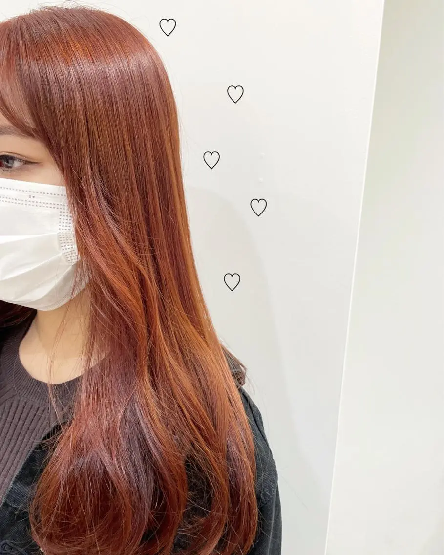 セミロング カラー ベージュカラー オレンジ オレンジベージュ ヘアカラー トリートメント 新宿駅近♡個室 ♡関口三都季🌜のヘアスタイル