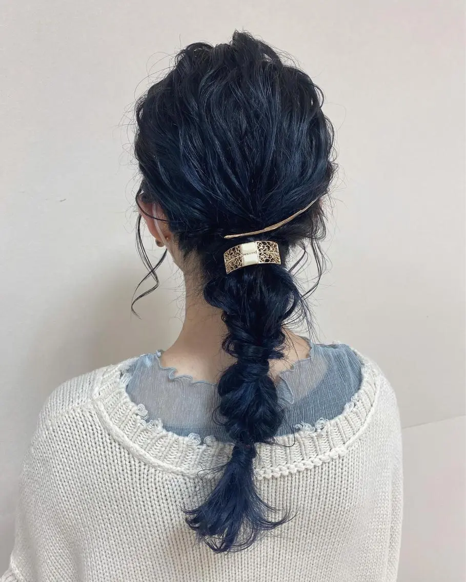 ロング カラー ヘアアレンジ ブルーカラー ネイビーカラー enurk店 🍋 M I K U  *のその他イメージ