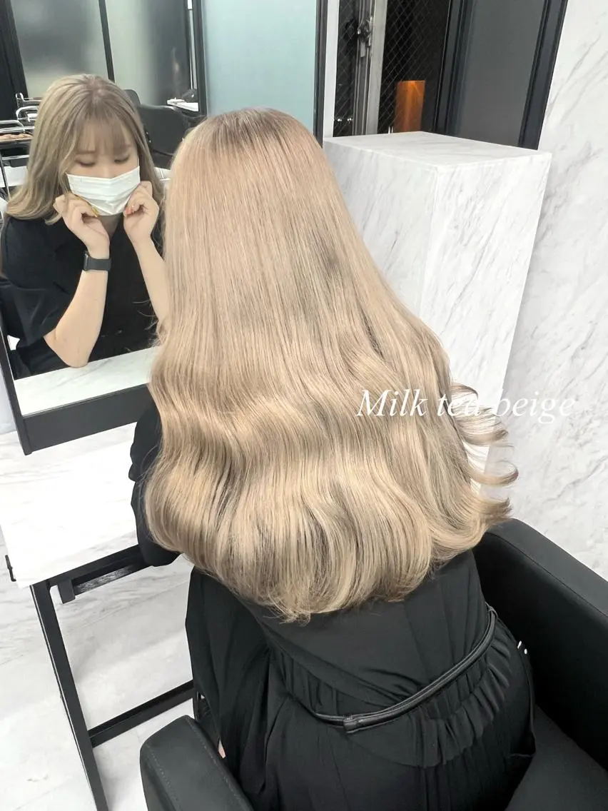 ロング カラー シールエクステ ハイトーンカラー エクステ ヘアカラー トリートメント シールエクステ特化 ハイトーン、NANAのヘアスタイル