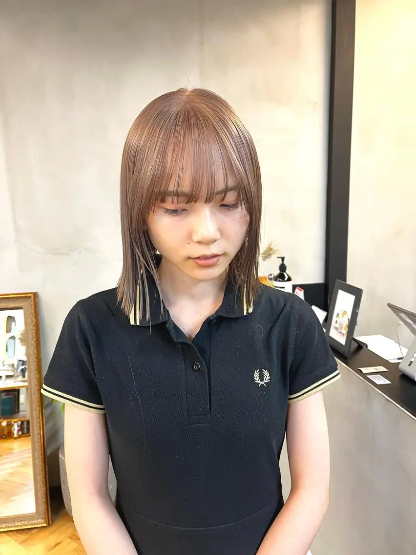 ミディアム カラー ヘアアレンジ ブリーチ ena/ブリーチなし 透明感・レイヤー🎀のヘアスタイル