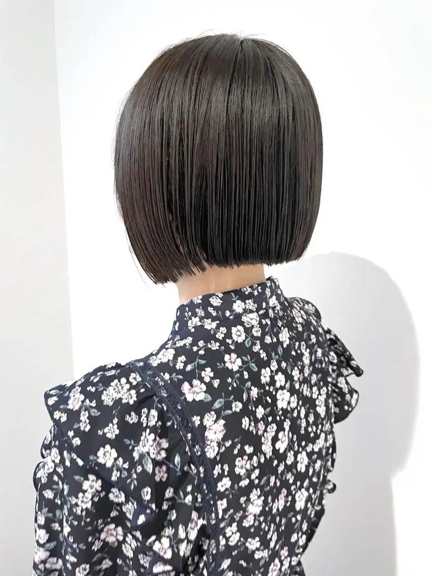 ショート パーマ カット 縮毛矯正 ボブ/縮毛/レイヤー モトナリのヘアスタイル