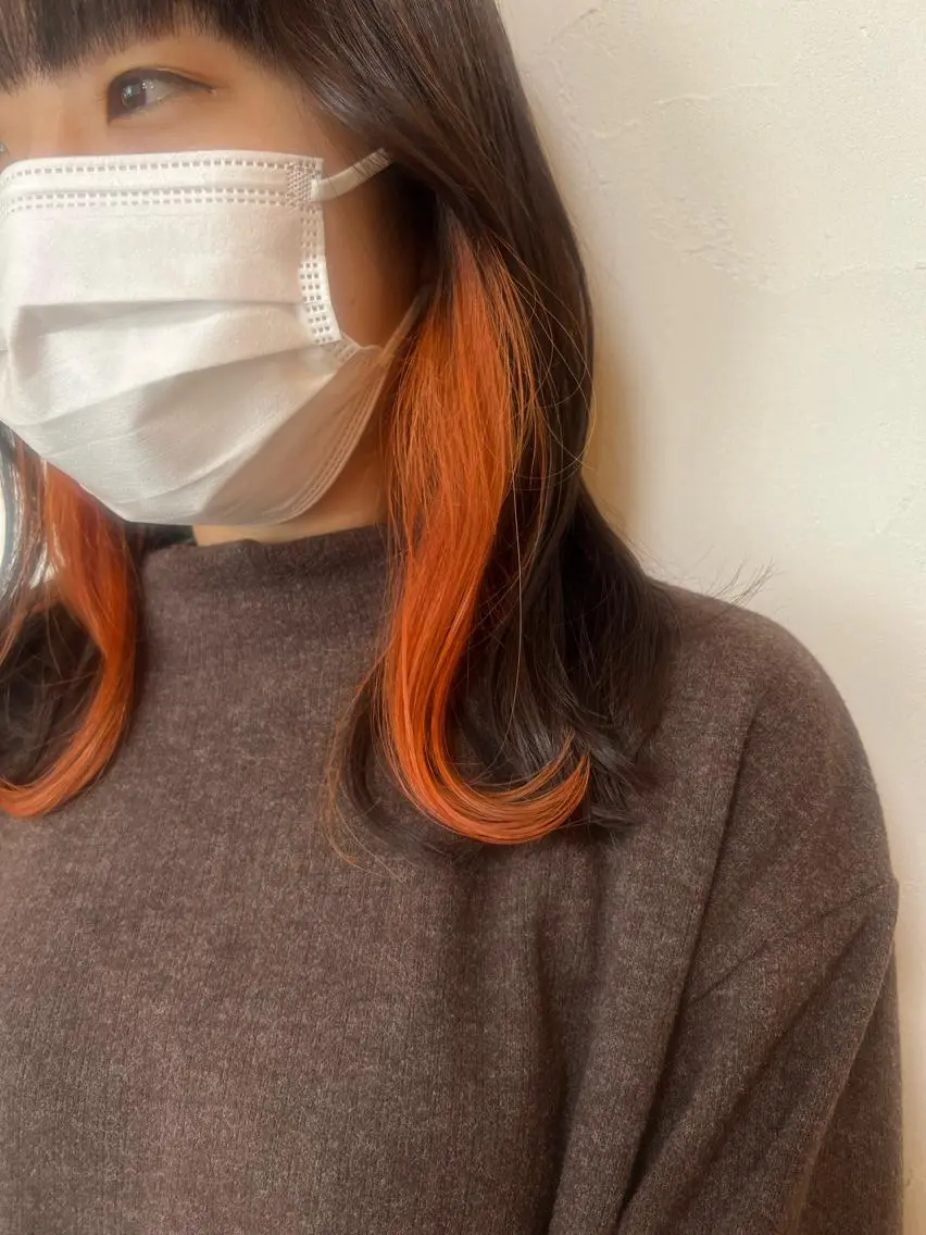 ロング カラー インナーカラー オレンジ Topstylist YUKIのヘアスタイル