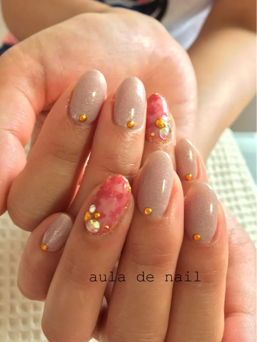 ネイル べっ甲ネイル 赤色 auladenail アウラデネイルのネイルデザイン