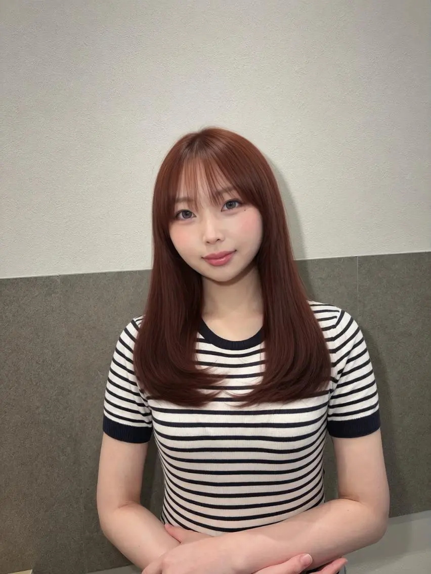 ロング チョコレートブラウン 韓国風ヘア FOCUSJAPAN 烏丸のヘアスタイル