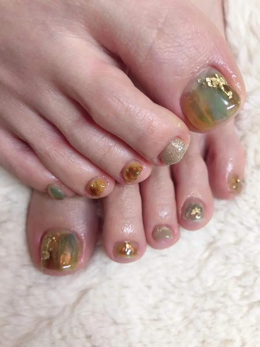 ネイル フットネイル ニュアンスネイル YAS 青柳 安代のネイルデザイン