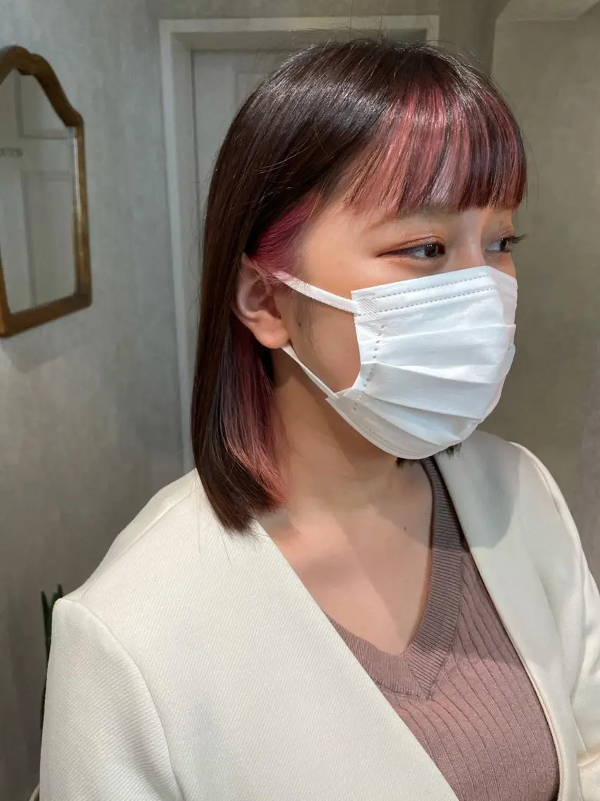 ミディアム カラー ピンクカラー ヘアカラー ナチュラル透明感🌱 小山美樹子のヘアスタイル