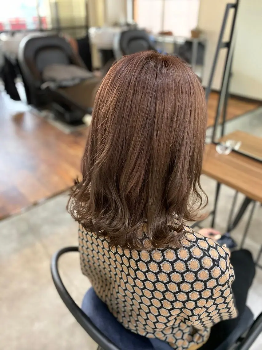 セミロング カラー 髪質改善ストレート髪 質改善カラー特化中崎のヘアスタイル