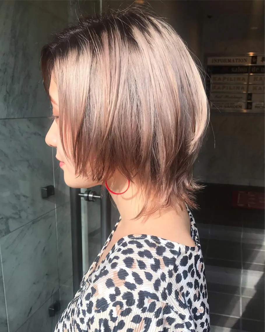 ショート カラー ハイトーンカラー ウルフカット 🧡色落ちまで2度 楽しめる🧡ヨシキのヘアスタイル
