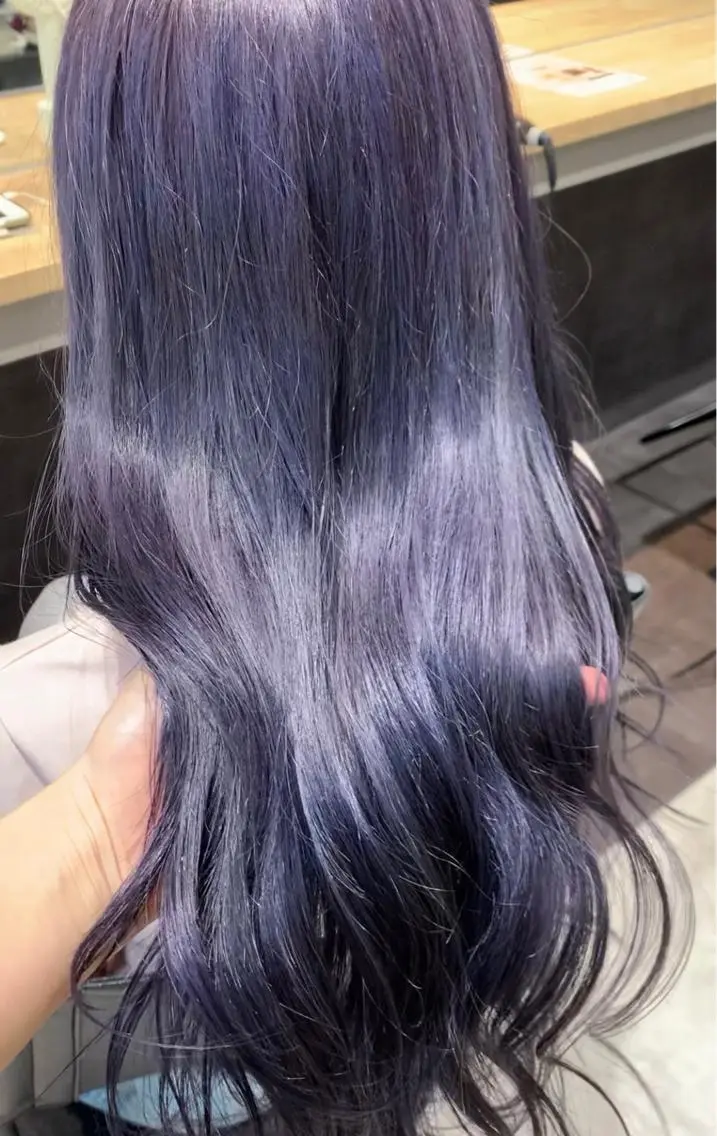 ロング カラー ブリーチ ブルーカラー ブルーラベンダー ラベンダーカラー カット ヘアカラー トリートメント hubhair レイヤー/透明感のヘアスタイル
