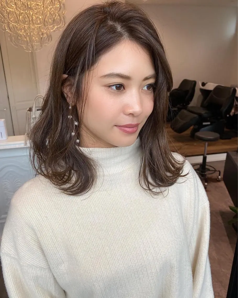 セミロング カラー アクアカラー 透明感カラー カット ヘアカラー トリートメント 成松 勇治のヘアスタイル