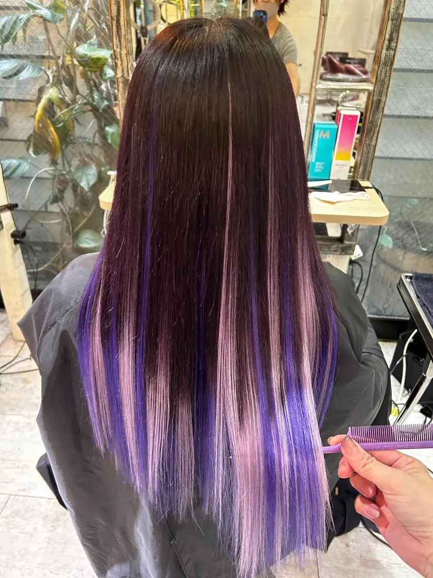 ロング カラー カット ヘアカラー トリートメント エクステ ササ キのヘアスタイル