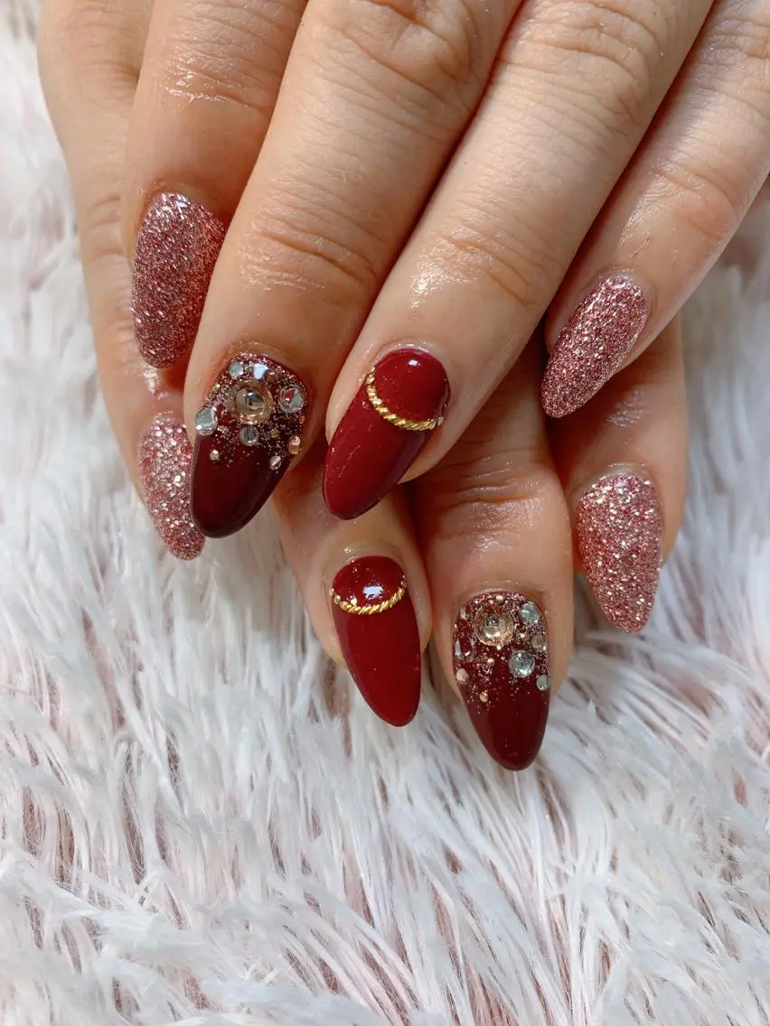 ネイル ガーリー キラキラネイル Blancnail 江口のネイルデザイン