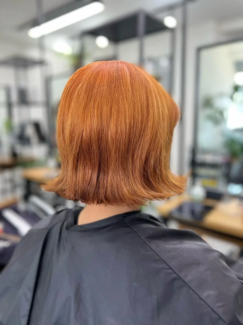 ミディアム カラー ブリーチ オレンジ THE PARK キシオカのヘアスタイル