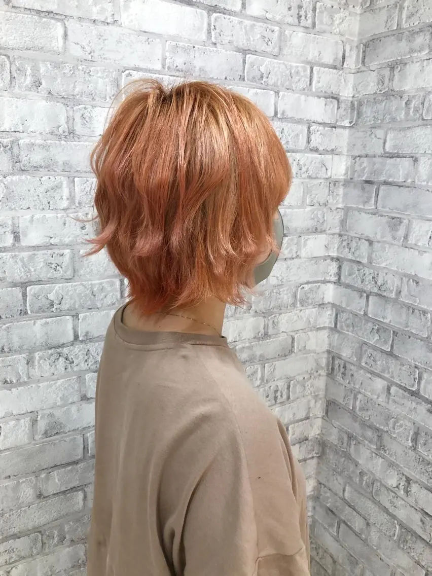 ショート カラー ヘアアレンジ オレンジ ヘアカラー トリートメント 秋山 幸太のヘアスタイル