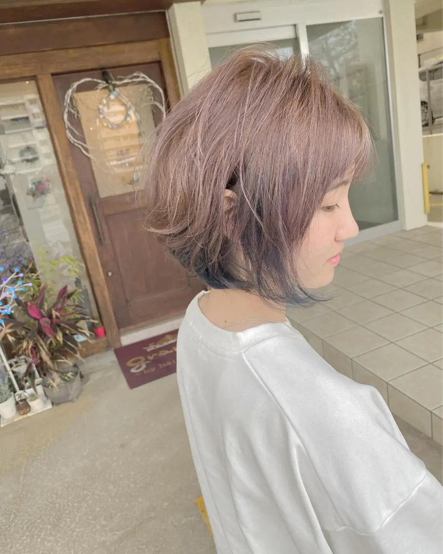 ショート カラー インナーカラー ネイビーカラー カット ヘアカラー grand juteのヘアスタイル