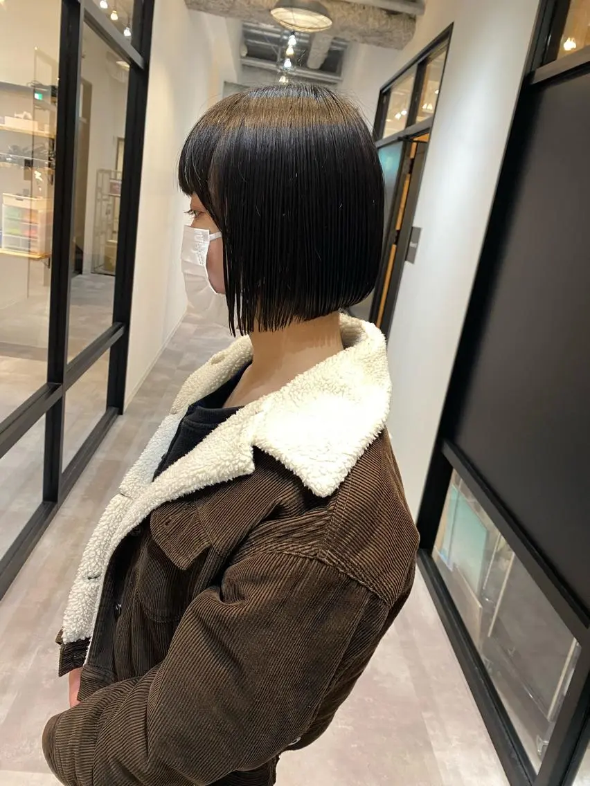 ショート 前下がりボブ ボブ カット トリートメント しおり/パーマ/ newi町田のヘアスタイル