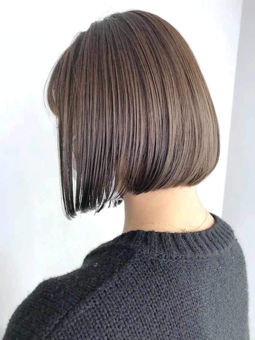 ミディアム カラー パーマ ヘアアレンジ グレージュ ボブ ITbyALBUM 中野店のヘアスタイル