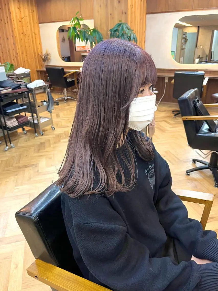 セミロング カラー ブリーチ ラベンダーカラー ena/ブリーチなし 透明感・レイヤー🎀のヘアスタイル