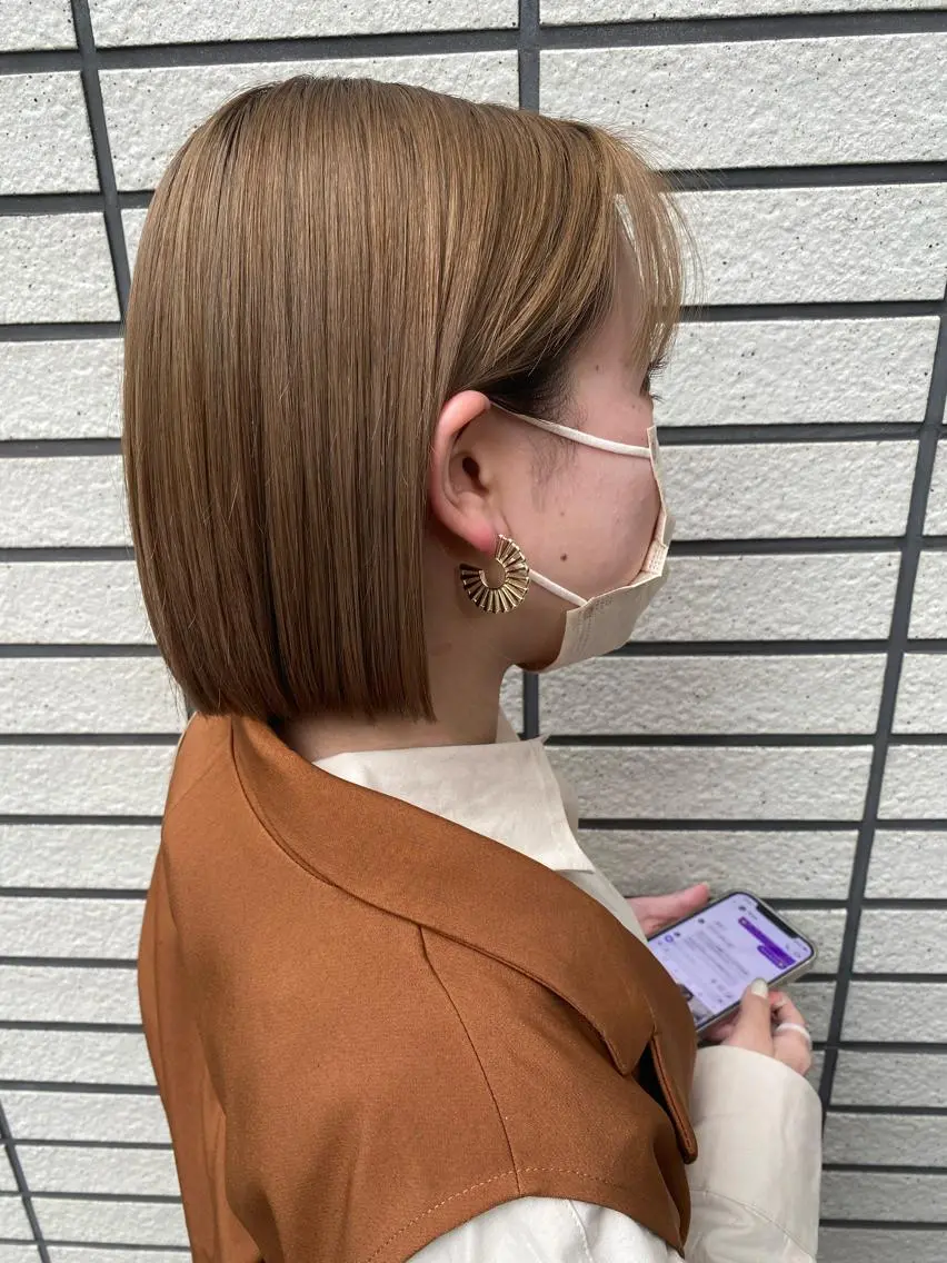 ミディアム ヘアカラー RURI韓国ボブ 🇰🇷タッセルボブのヘアスタイル