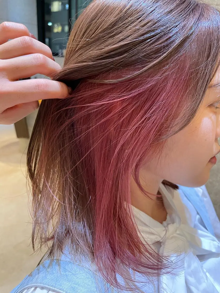 セミロング カラー ヘアカラー 💘韓国レイヤー上 品カラーruru💘のヘアスタイル