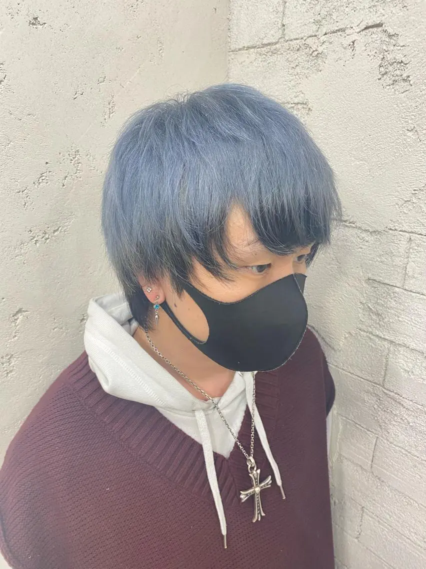 ショート カラー ブルーカラー シルバー グレージュ達人/赤み 消し/ブリーチ/岩崎のヘアスタイル