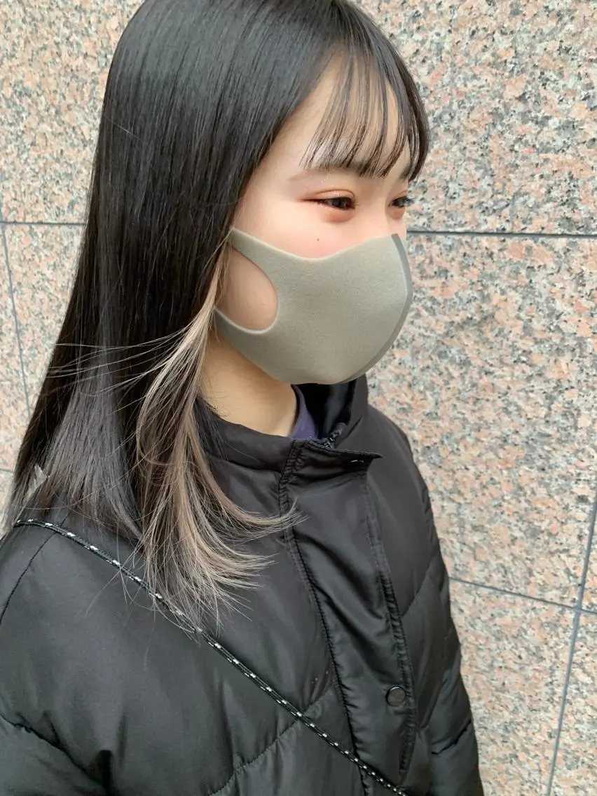 ミディアム シースルーバング 菅原リキヤ くびれレイヤーヘアのヘアスタイル