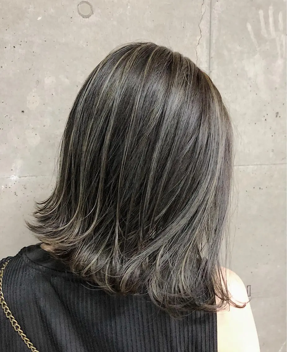 セミロング カラー ハイライトカラー ハイライト ノンダメージ髪質改善 カラー💎/KURAのヘアスタイル