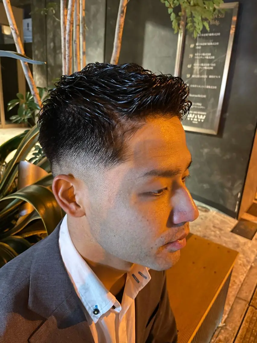 ショート メンズ フェードカット メンズパーマ スキンフェード カット パーマ 吉祥寺バーバー takumiのヘアスタイル