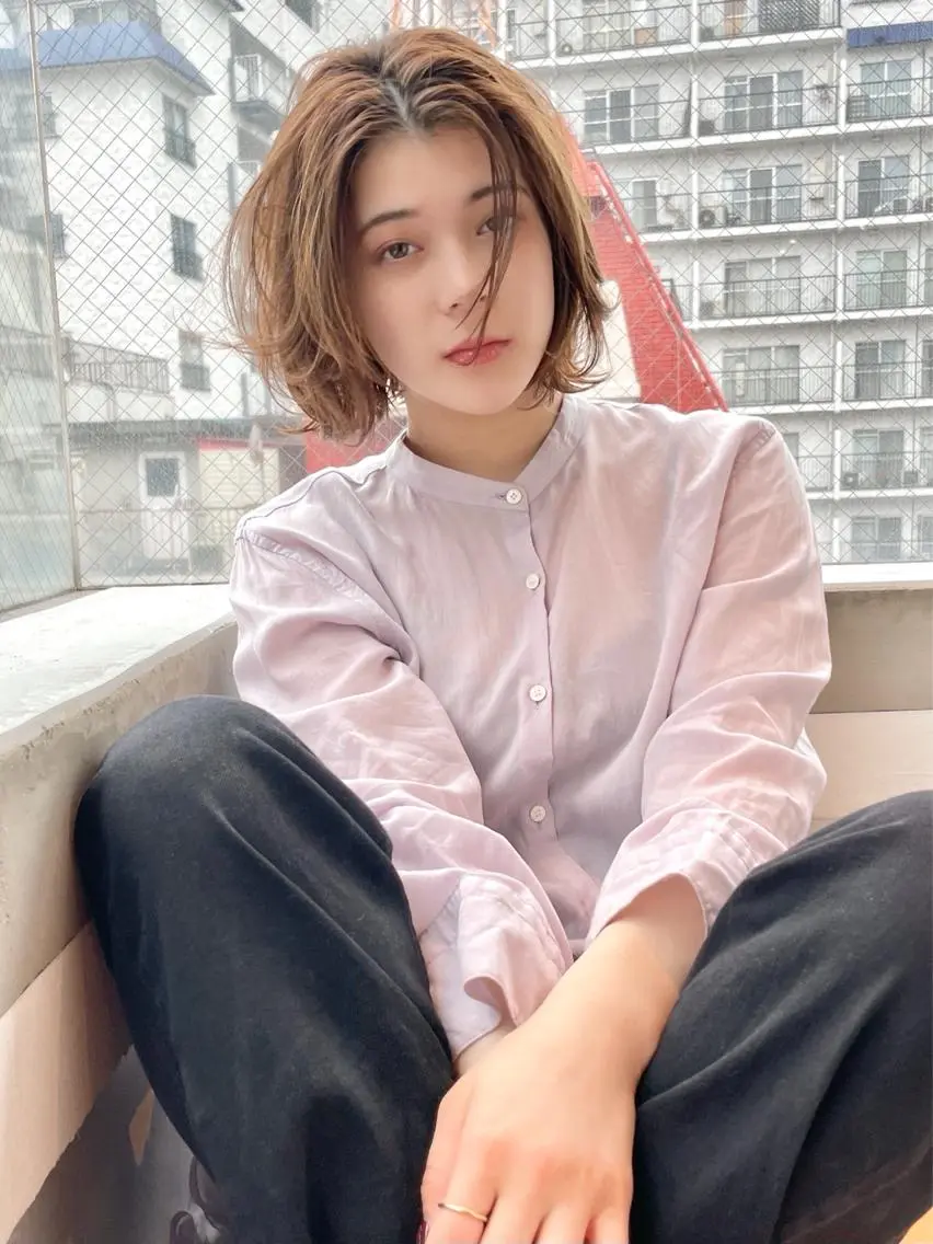 ショート カラー ボブレイヤー ボブ レイヤーカット ショート・ボブ 徳竹淳一のヘアスタイル