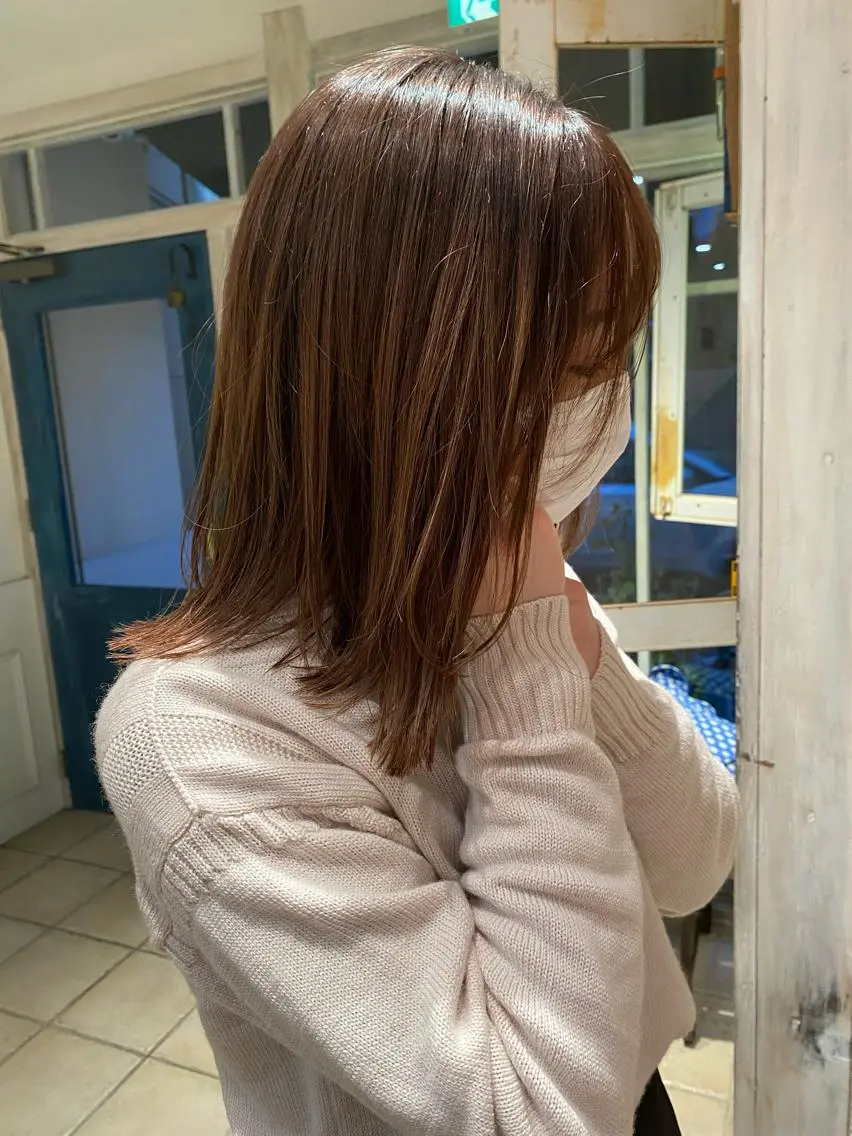 ミディアム ハイライト ヘアカラー saya/似合わせ /透明感カラーのヘアスタイル